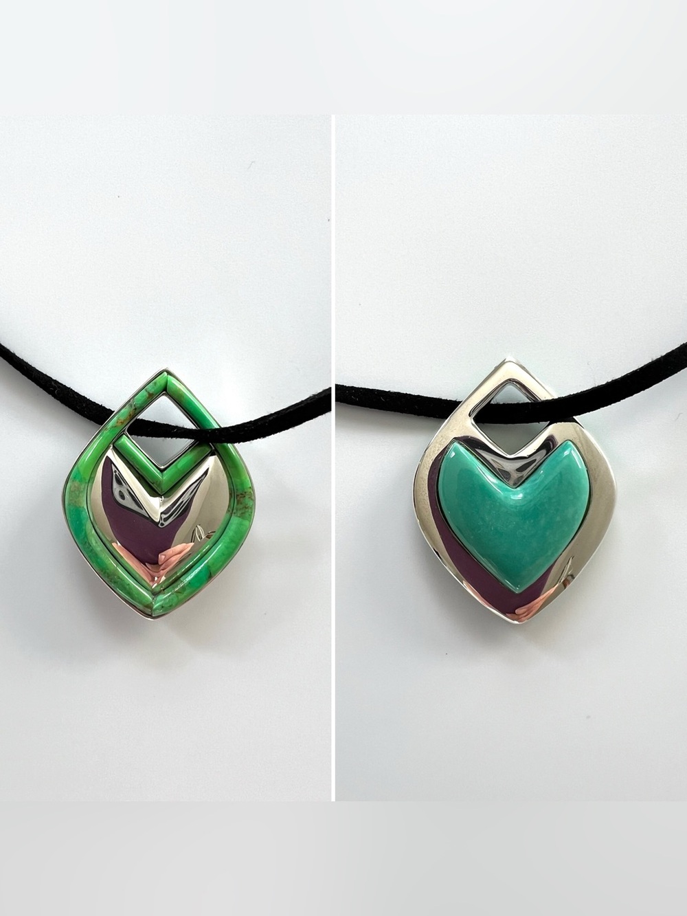 Jay King DTR Reversible Turquoise Inlay 925 Sterling Silver Pendant Necklace